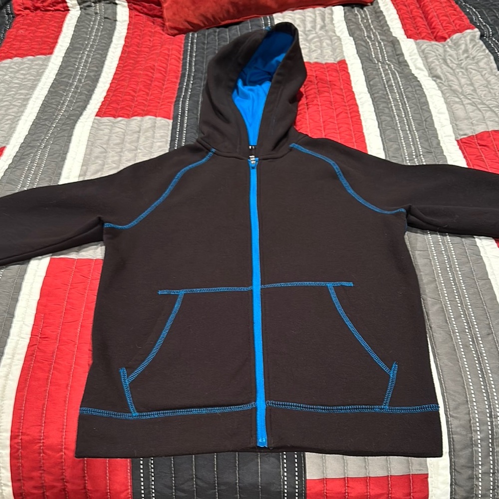 Black Hoodie with Blue Accents